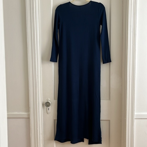 PinkBlush Solid Navy Blue Maternity Maxi Dress Size Small Long Sleeve - Picture 3 of 11